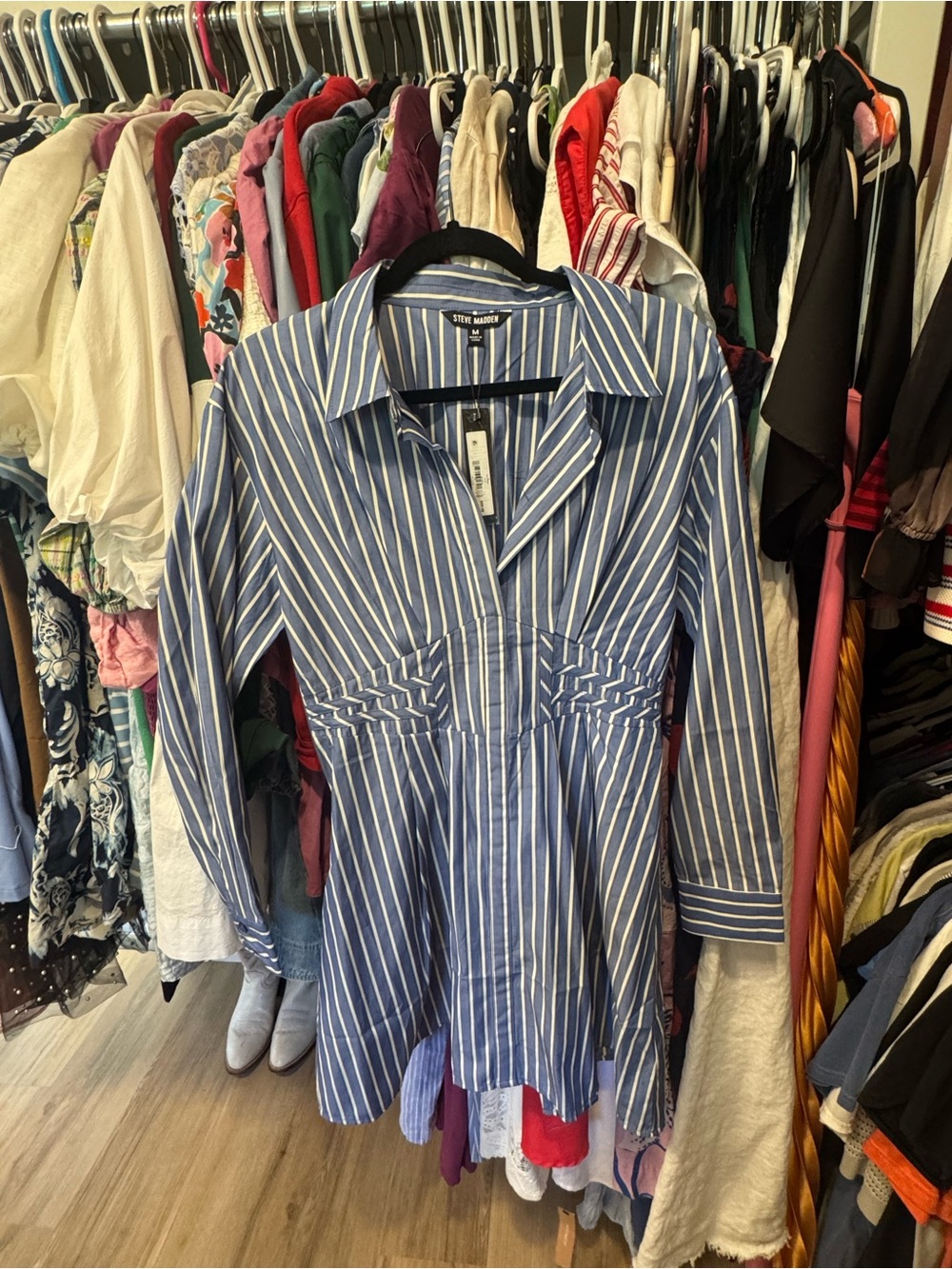 Steve Madden Blue and White Striped Mini Dress